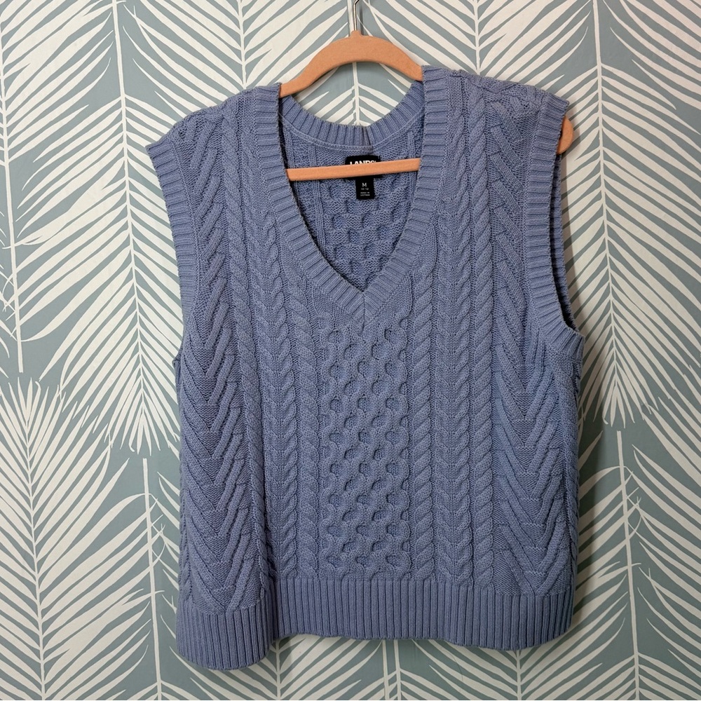 Blue Cable Knit Women's Sweater Vest